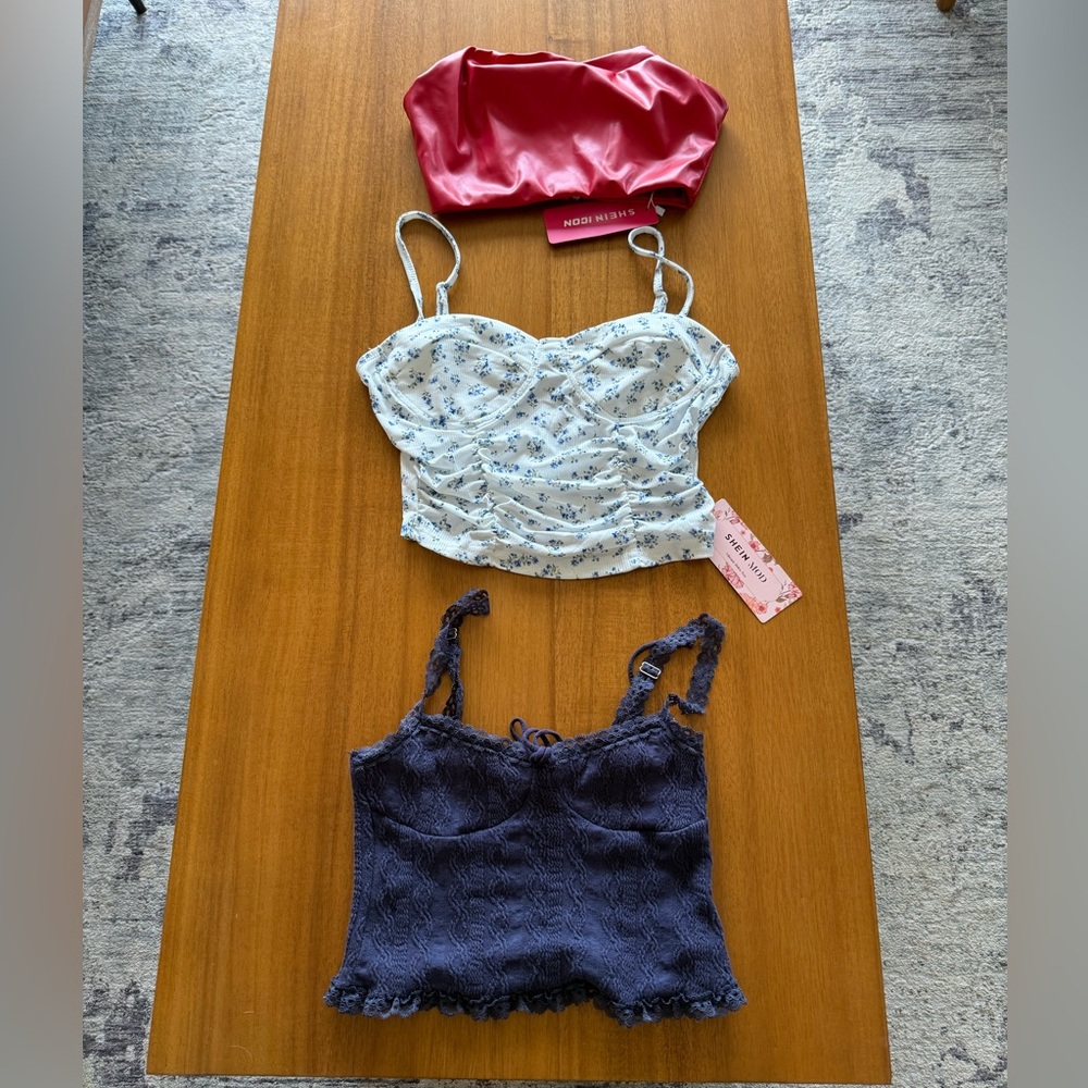 $15 Floral and Lace Crop Tops Set